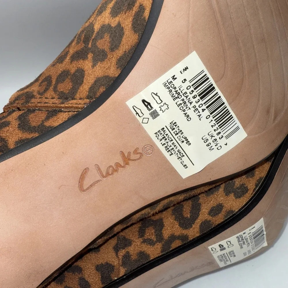 LADIES CLARKS POINTED HEELED ZIP LEOPARD PRINT SUEDE ANKLE BOOTS ILLEANA PETAL - Picture 11 of 11